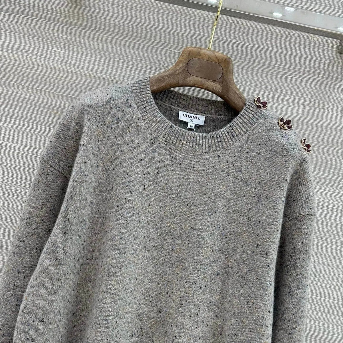 Loose Speckled Heather Crew Neck Knit Top