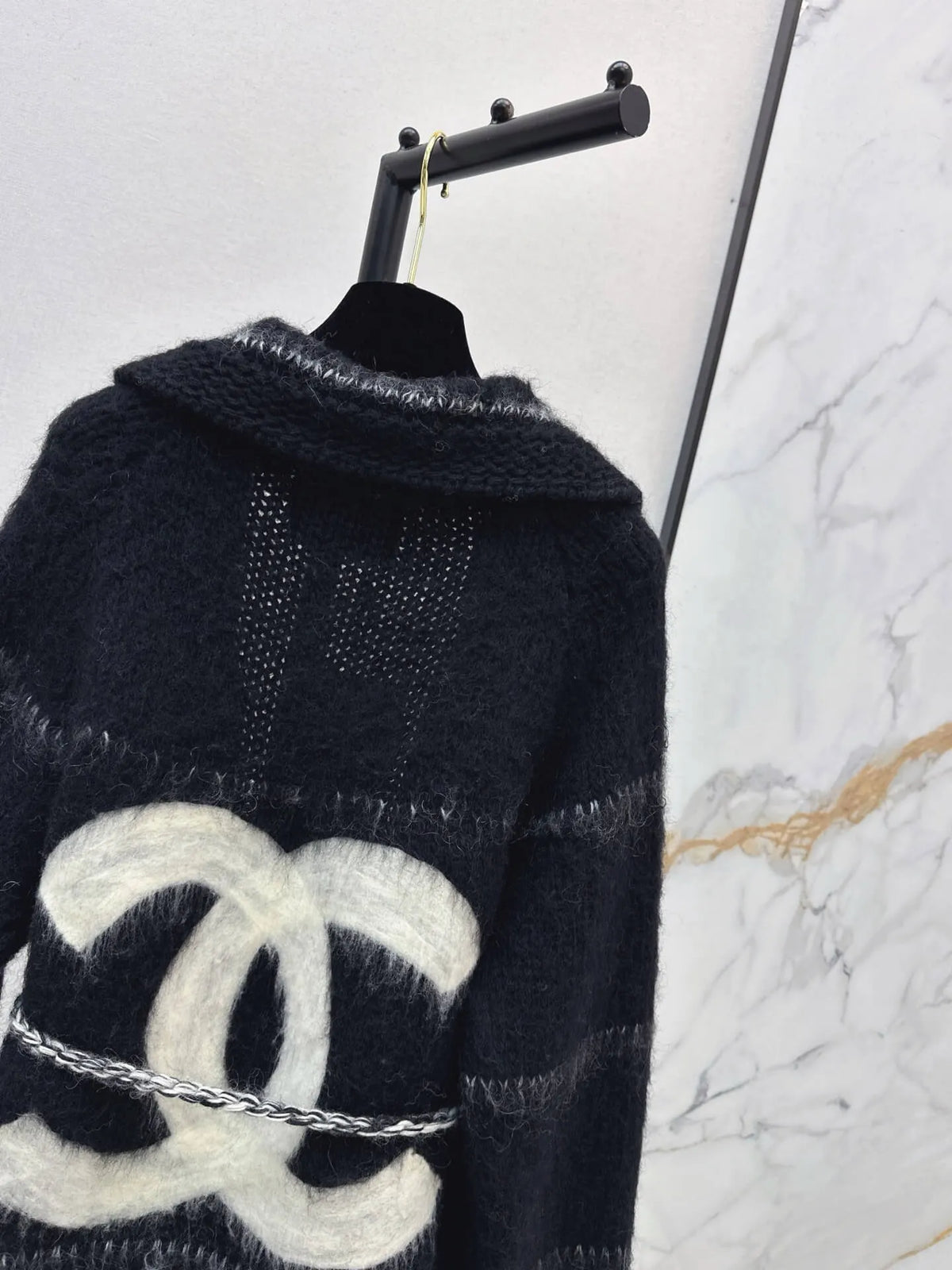 Lapel Mohair Mid-length Cardigan