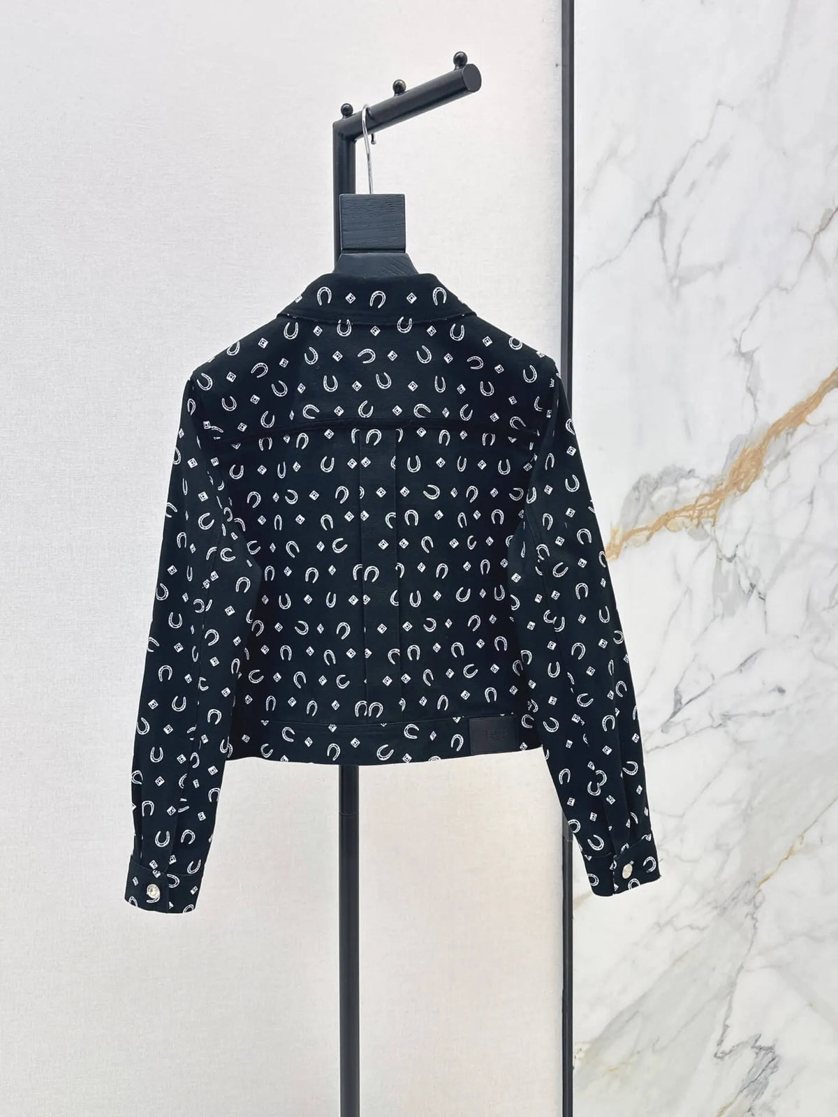 Button Front Printed Crop Jacket