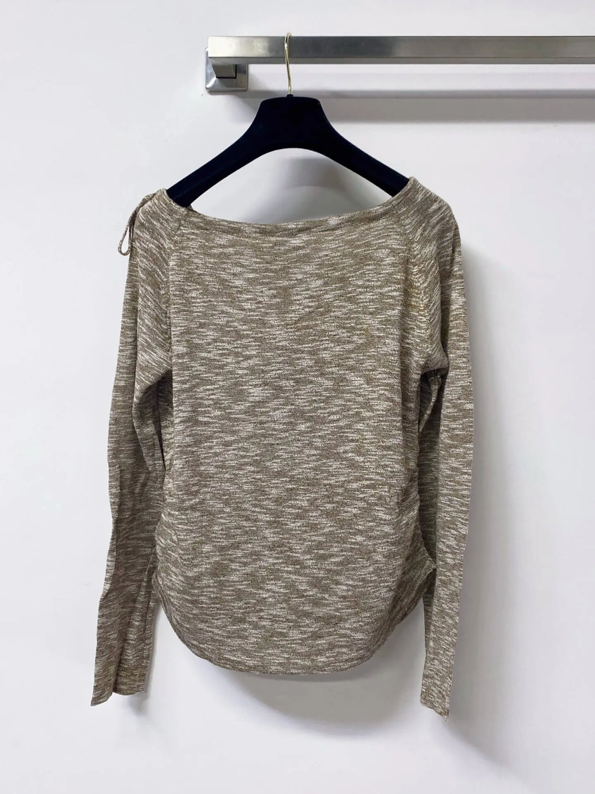 Side Drawstring Heather Knit Long Sleeve