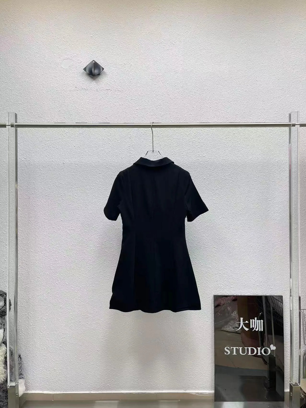 Gold Button Doll Collar Mini Dress