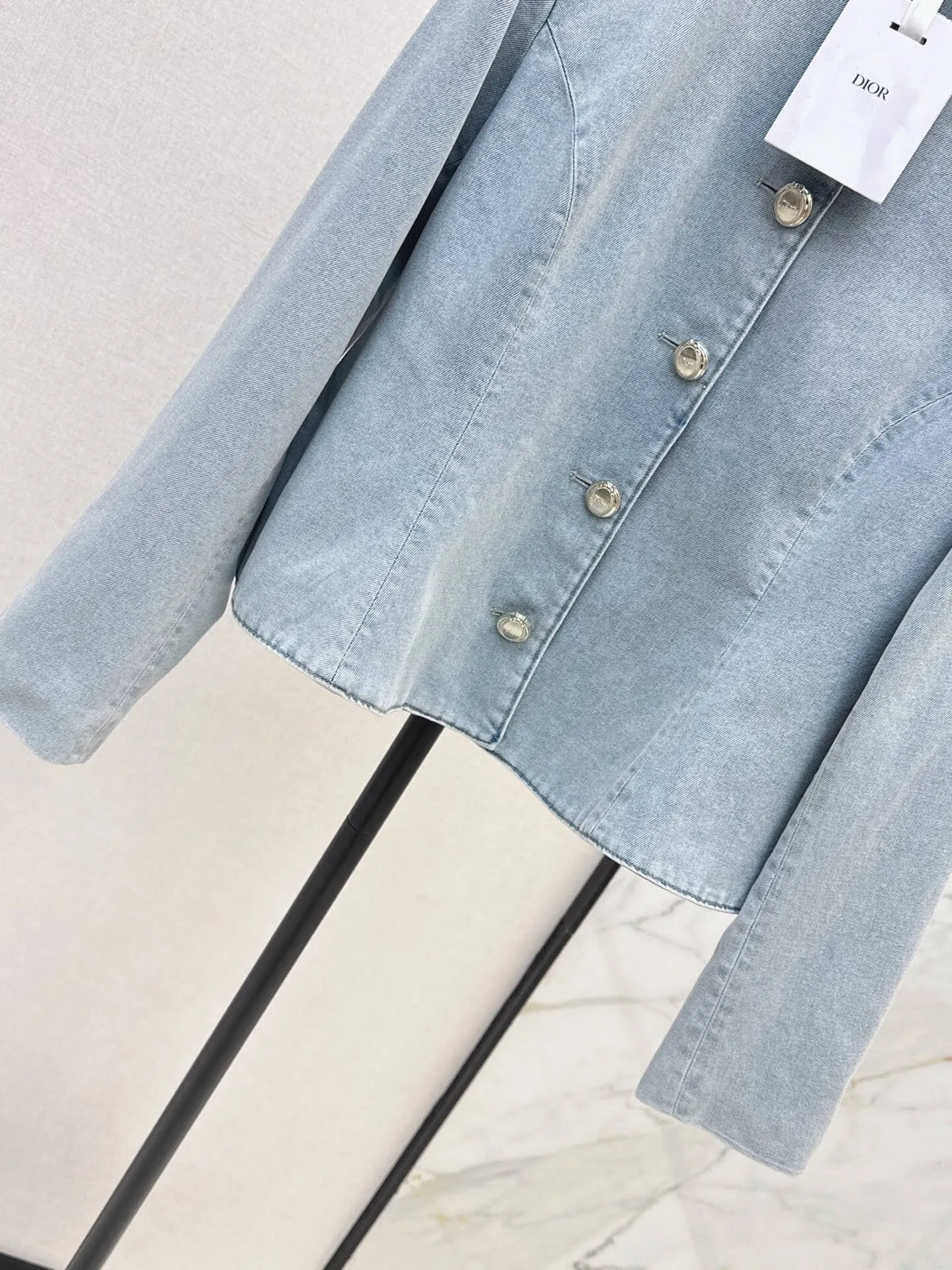 Commute Elegant Denim Jacket Skirt Set