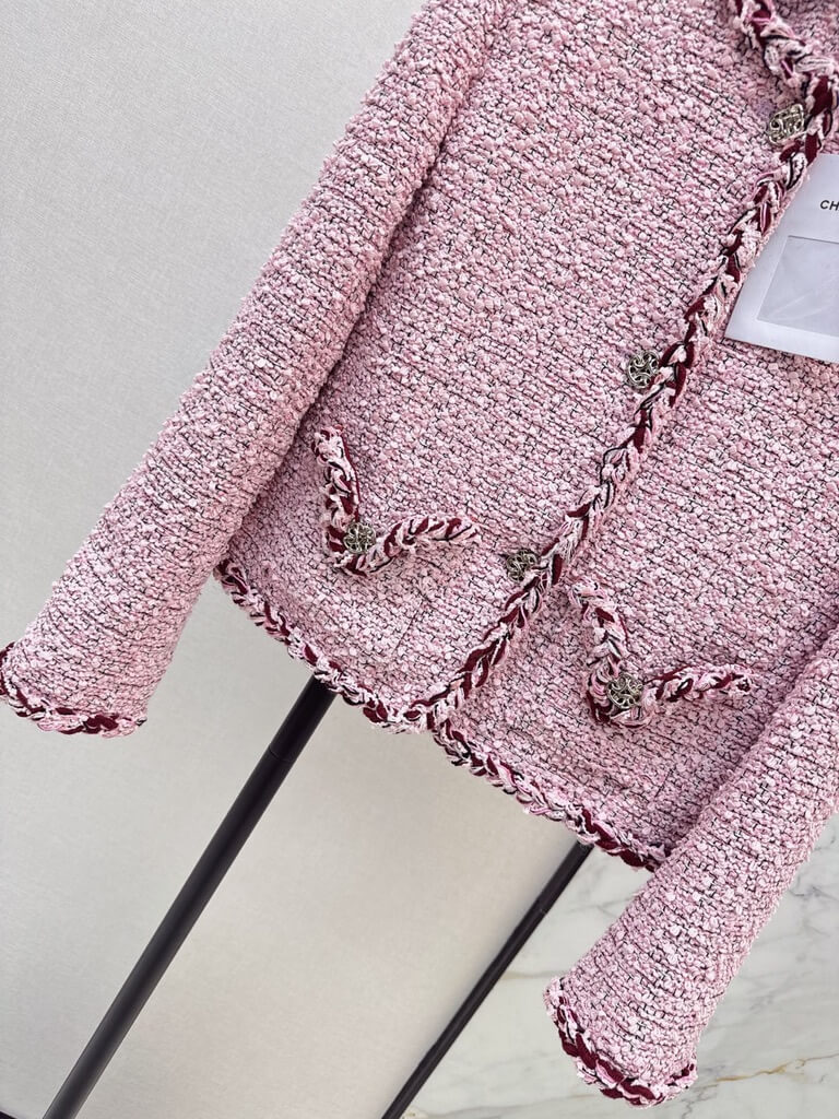 Pink Tweed Jacket Skirt Set
