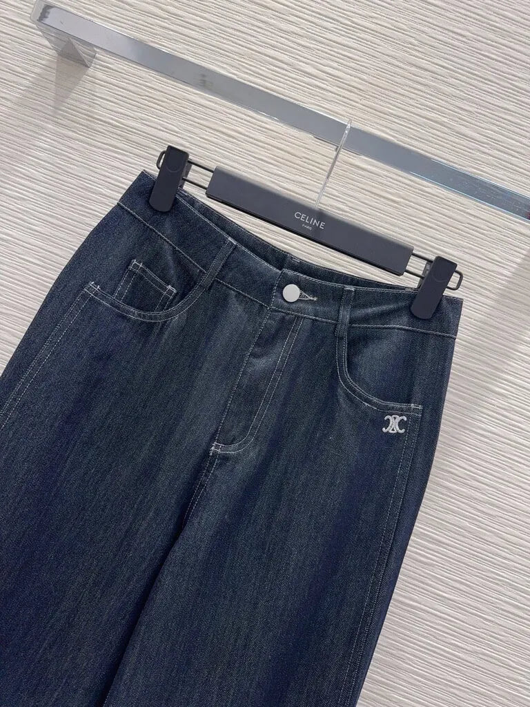 Dark Raw Denim Logo Jeans