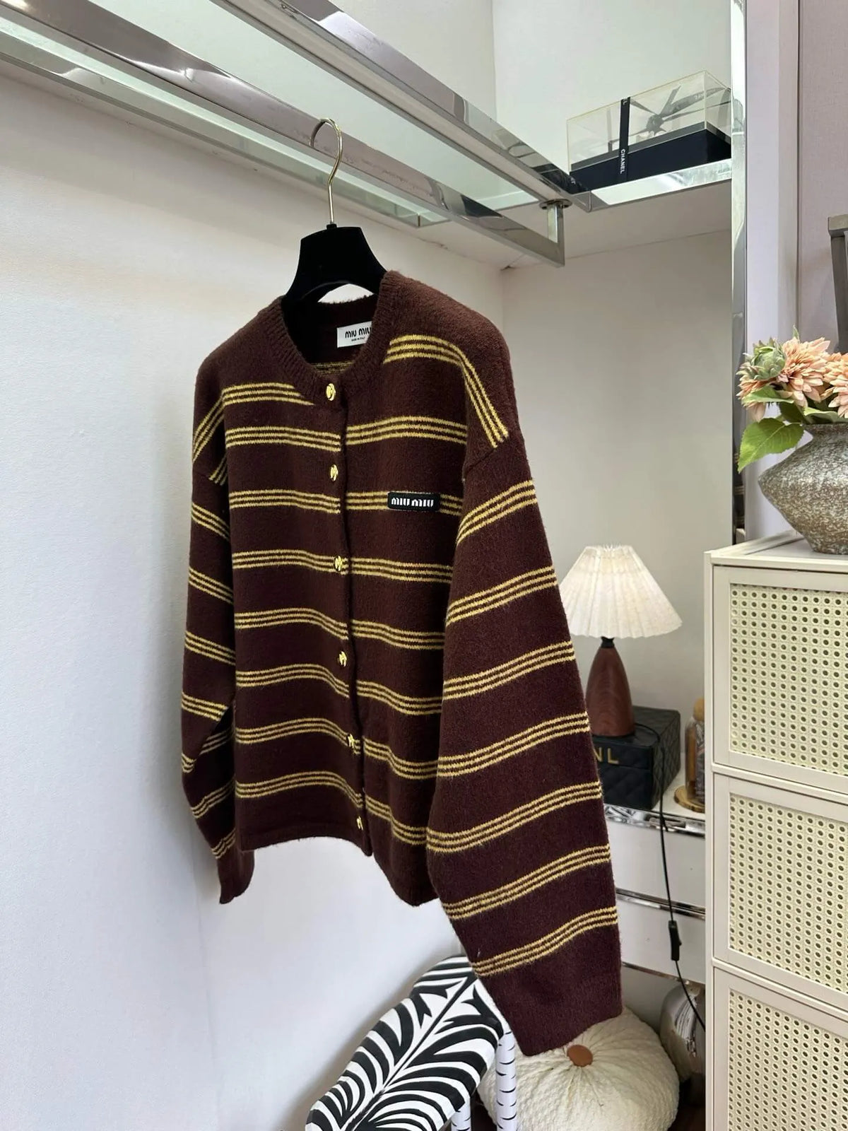 Contrast Stripe Loose Knit Cardigan