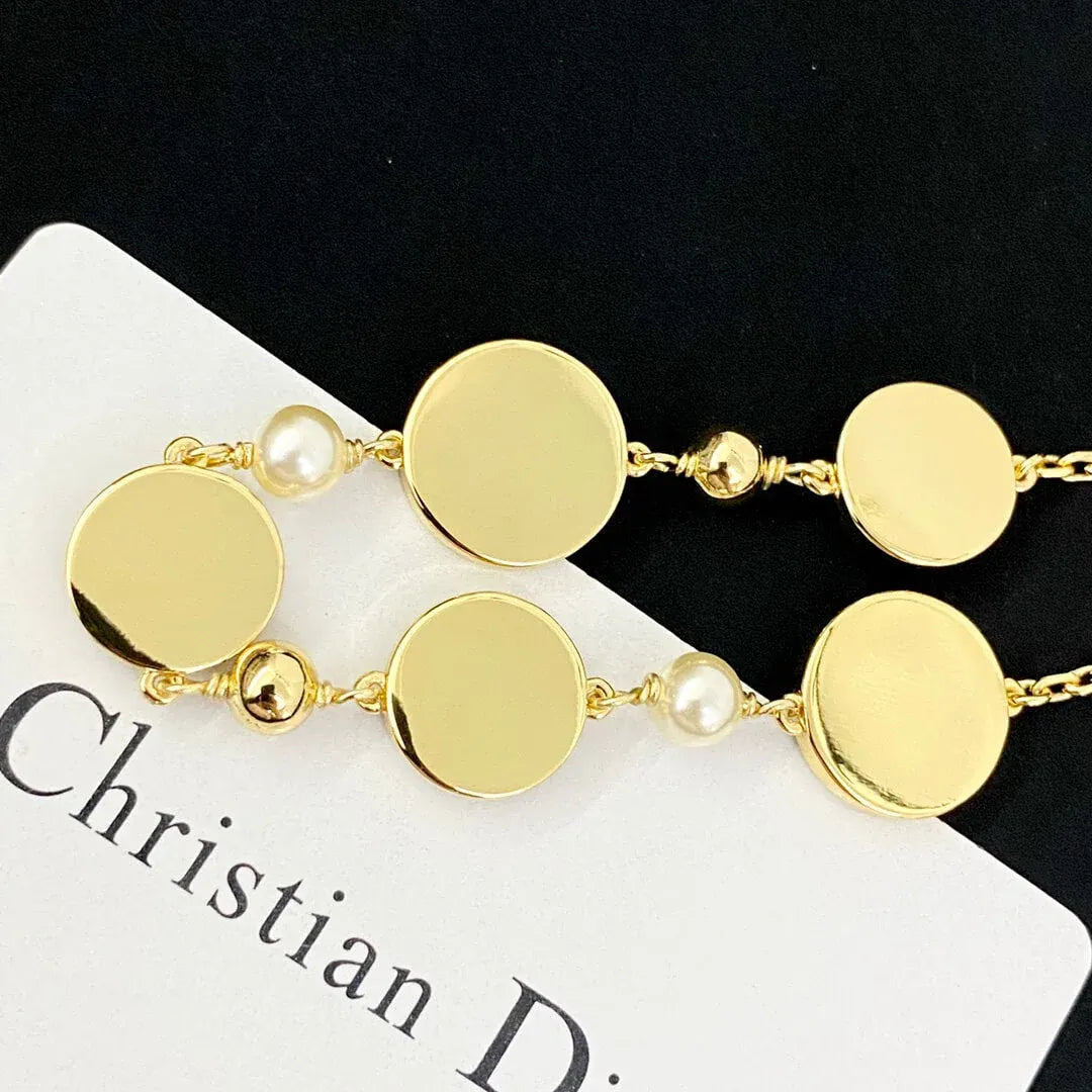 Navy Medallion & Pearl Multi-Charm Bracelet