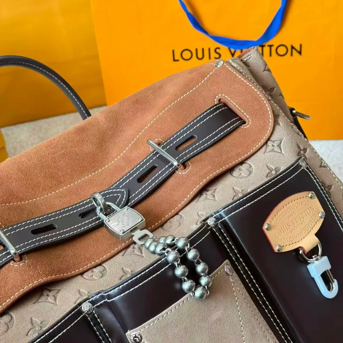 Canvas and Leather Patchwork Bag