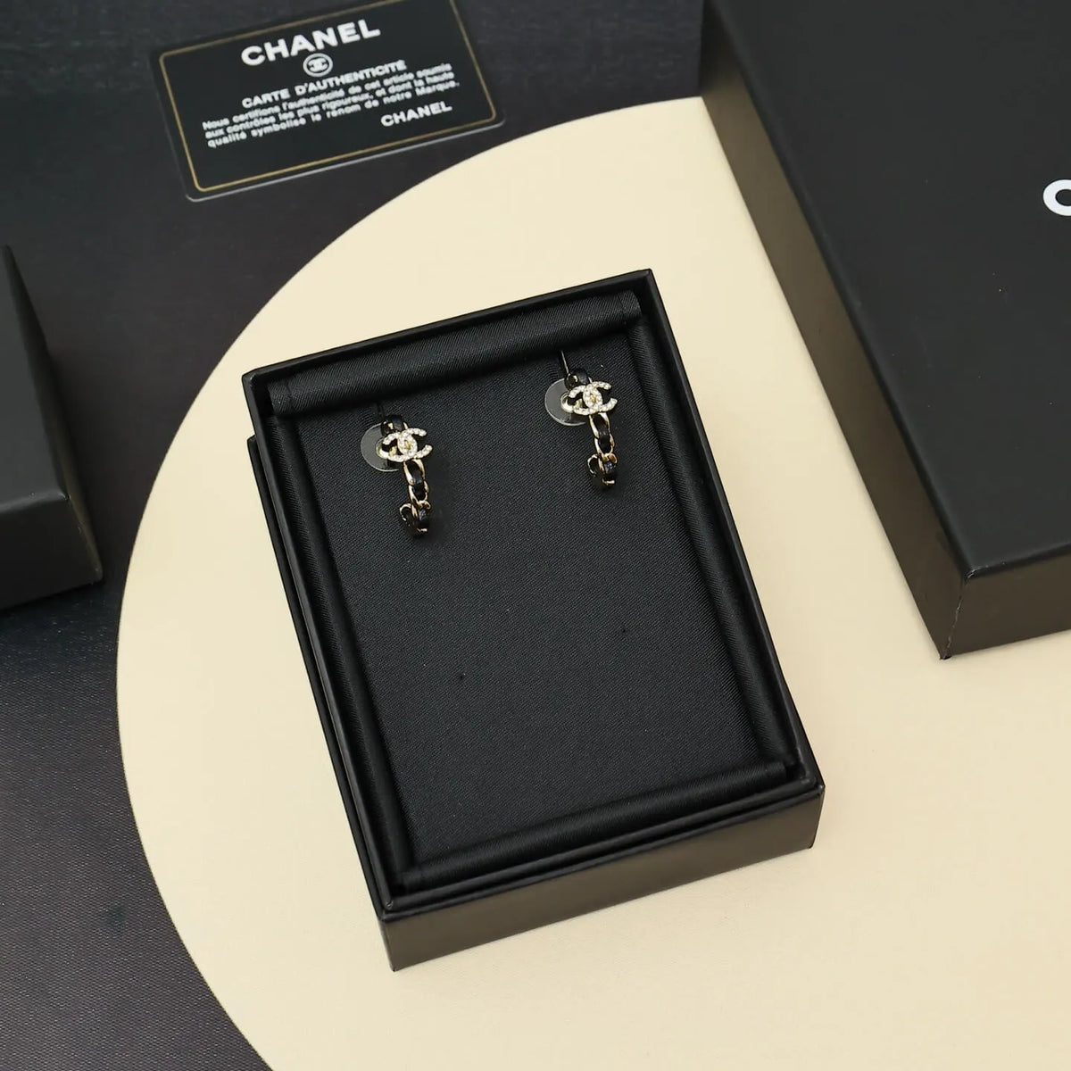 Leather-Inlaid Stud Earrings