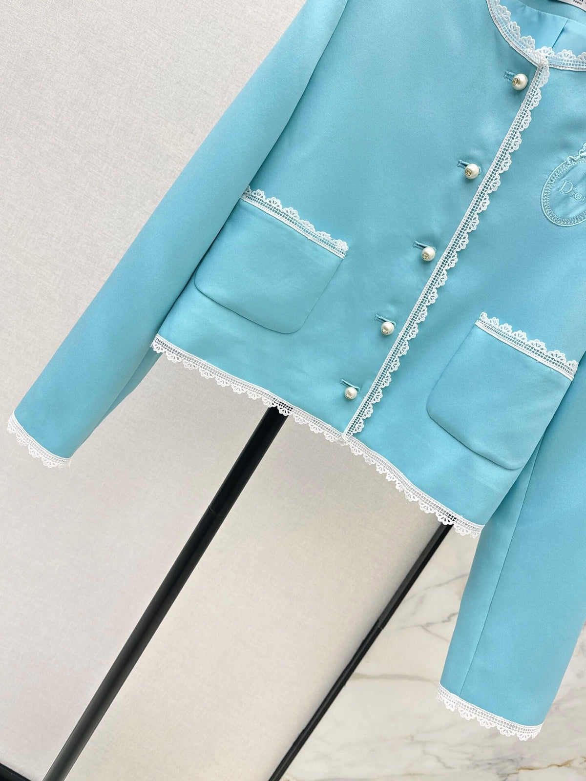 Trim Round Neck Short Jacket