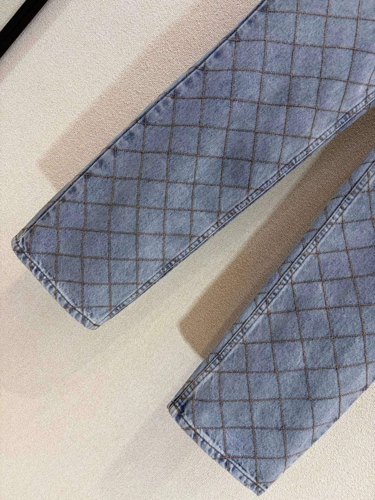Rhombus Pattern Denim Pants