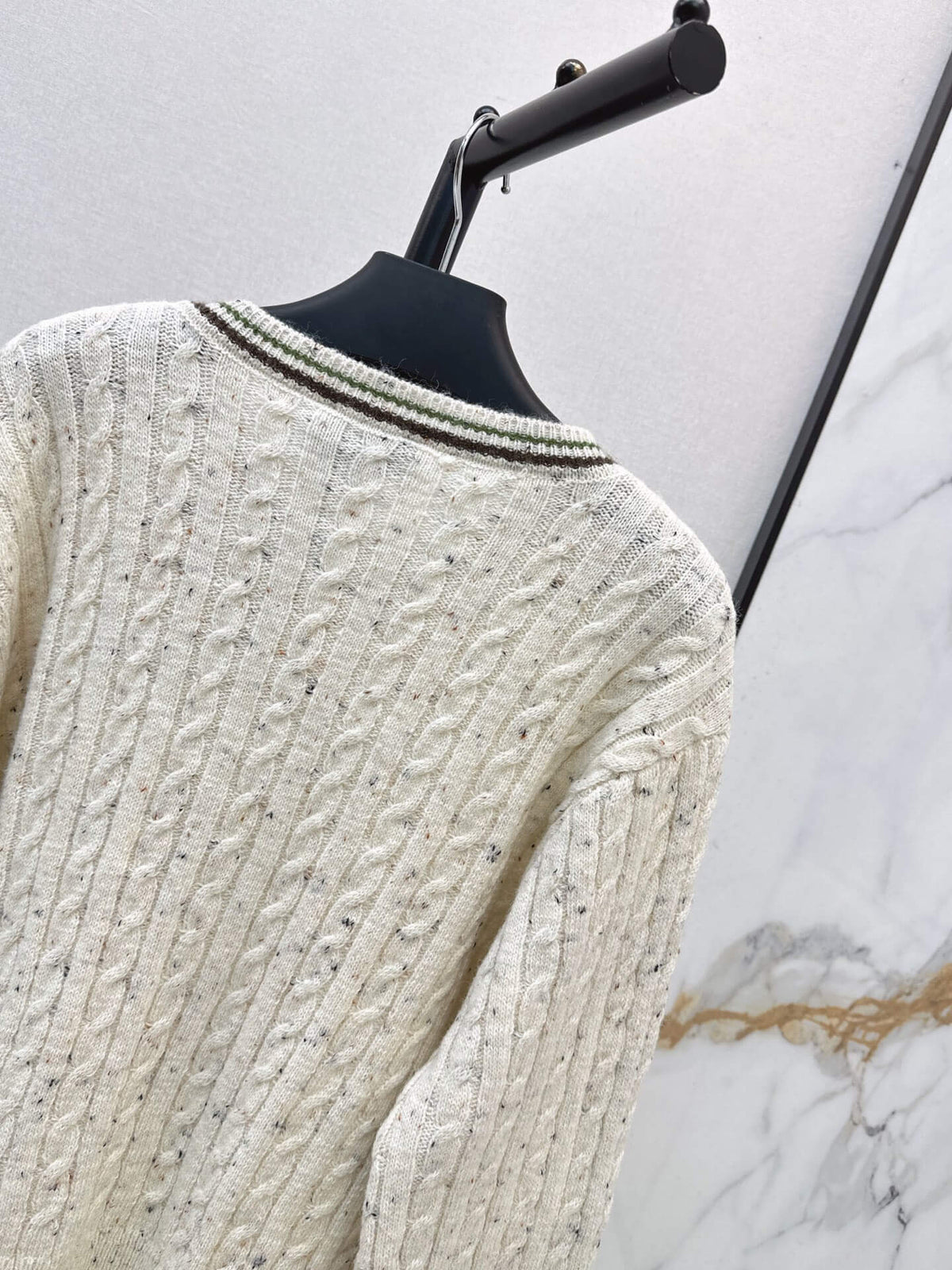 Speckled Cable Knit Crew Cardigan