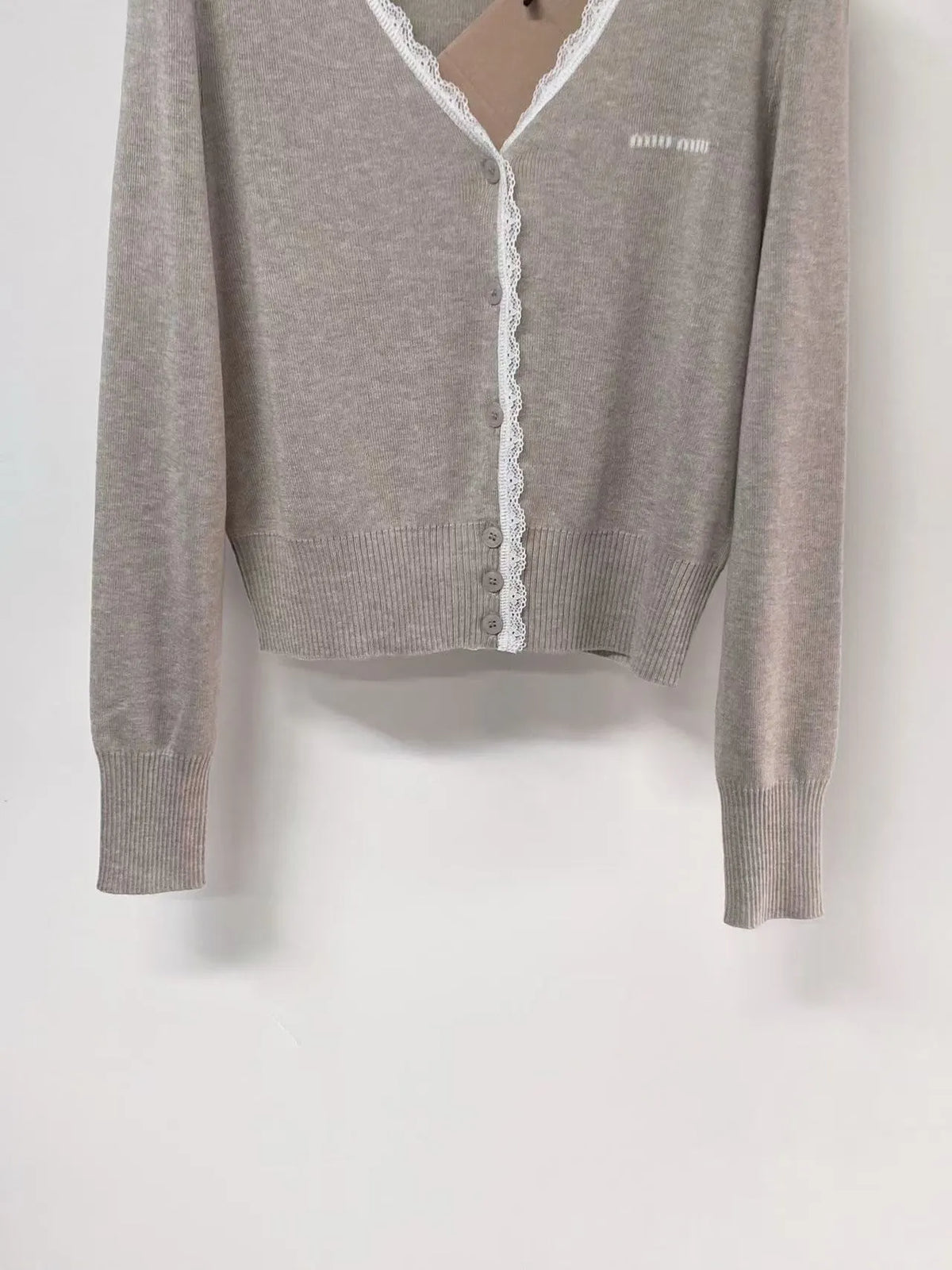 Minimalist Lace Trim Cardigan