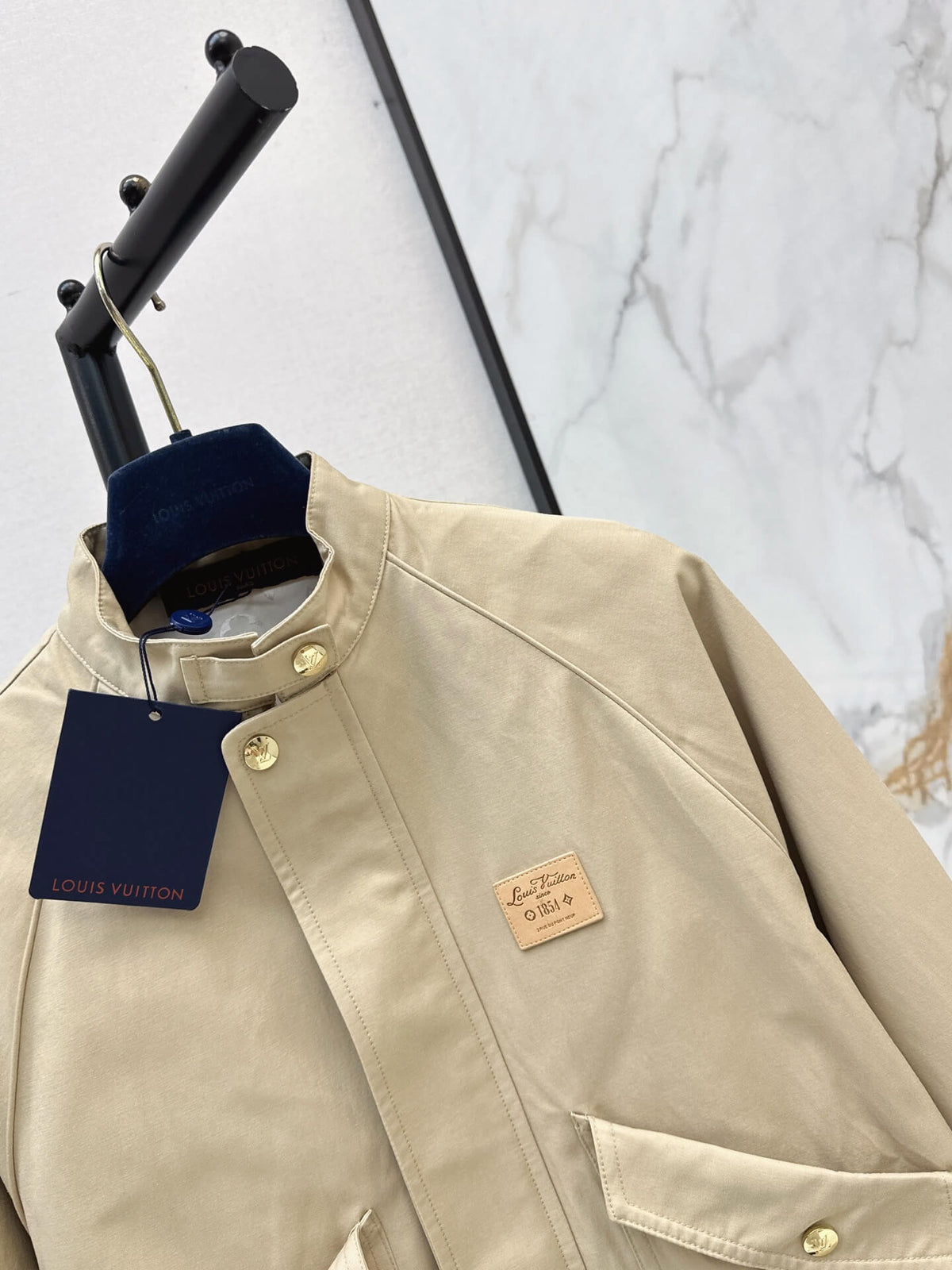 Stand Collar Label Cropped Jacket