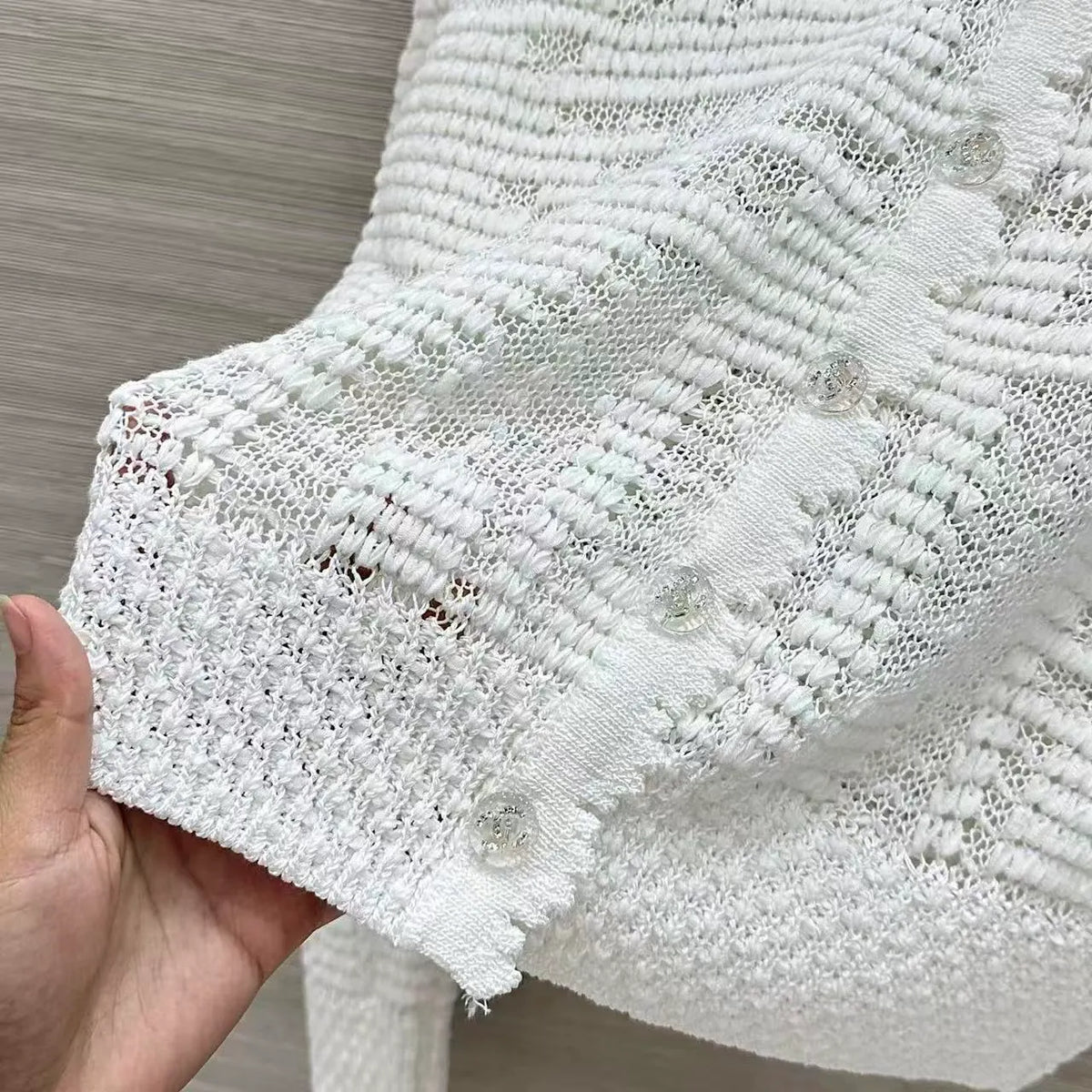 Openwork Jacquard Knit Cardigan