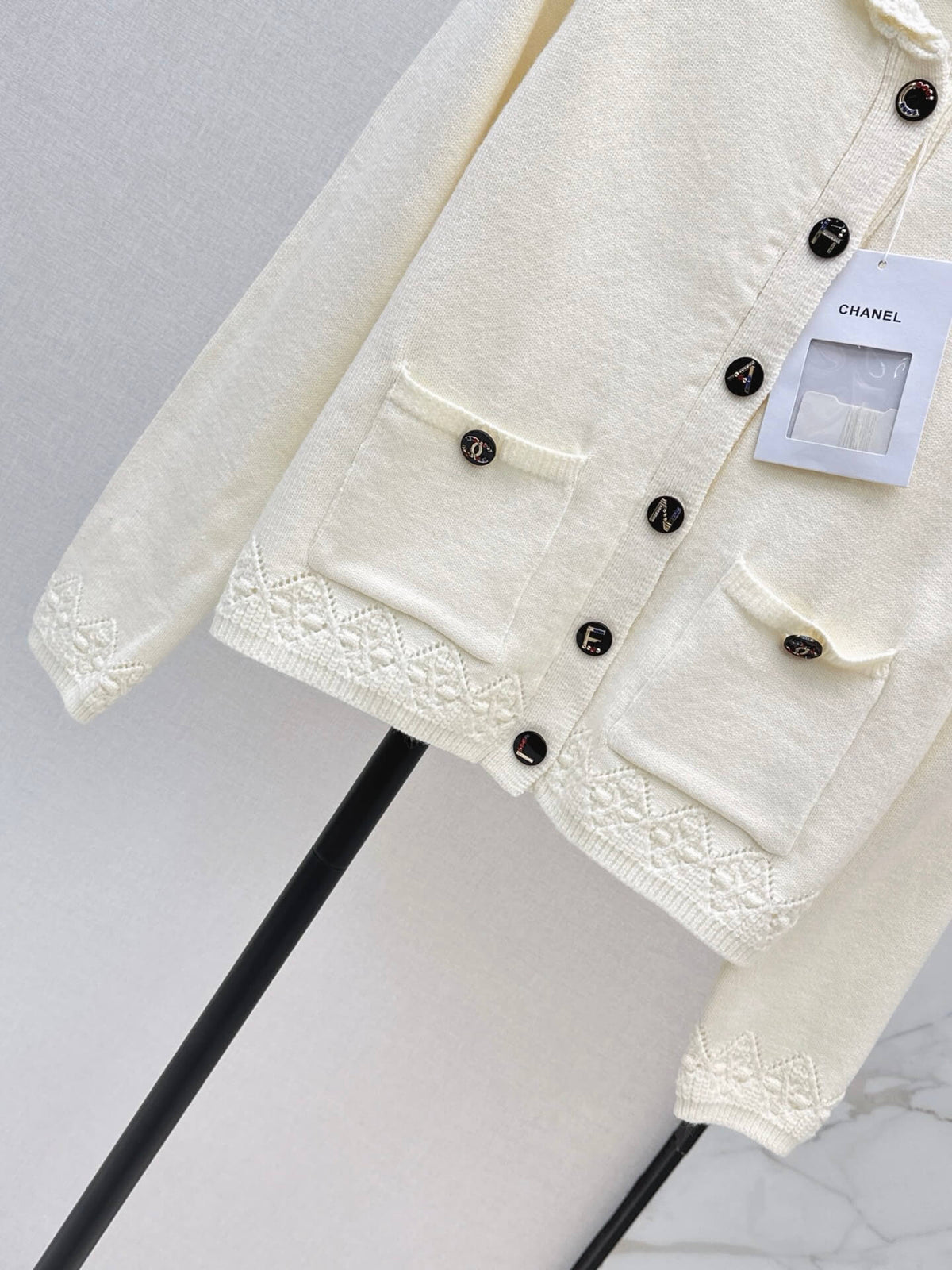 Crochet Collar Knit Cardigan