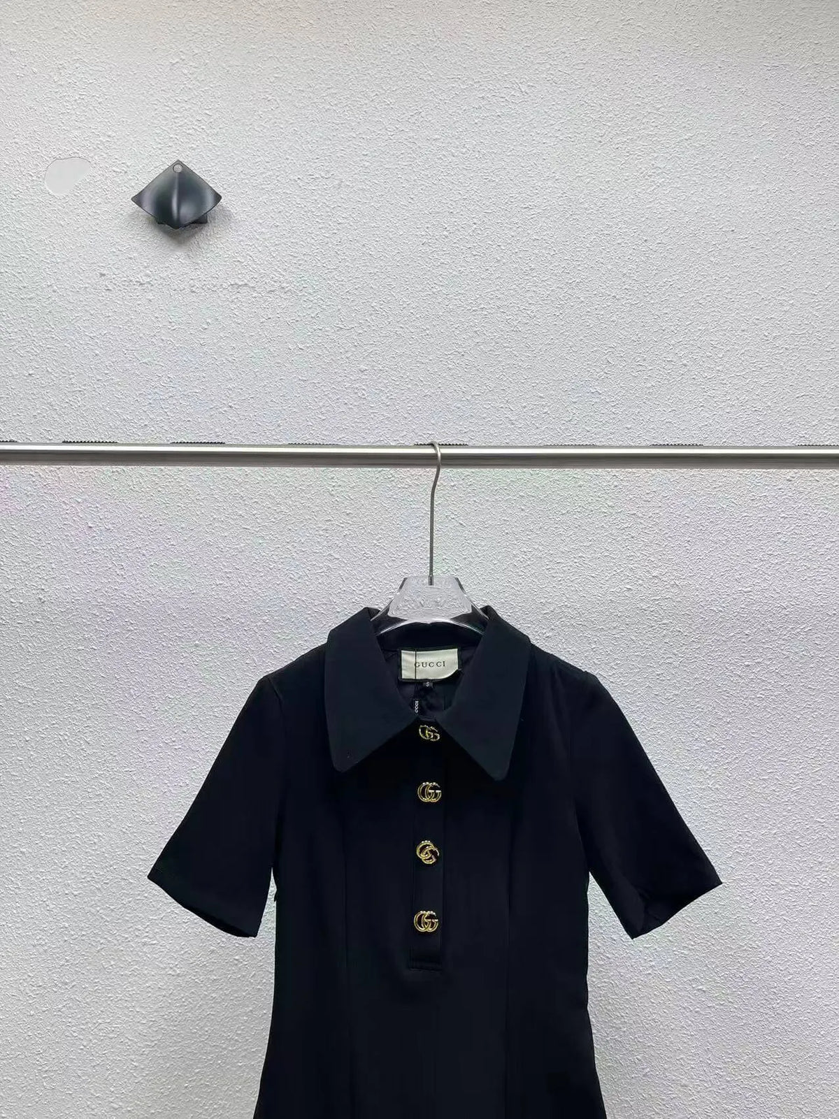 Gold Button Doll Collar Mini Dress