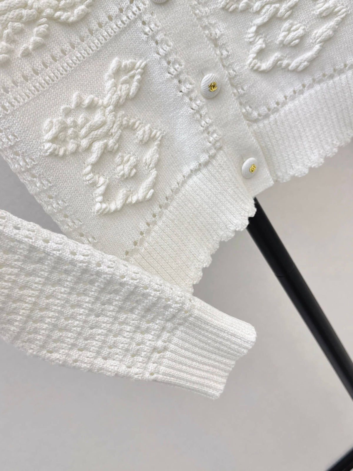 Hollow Embroidery Knit Cardigan
