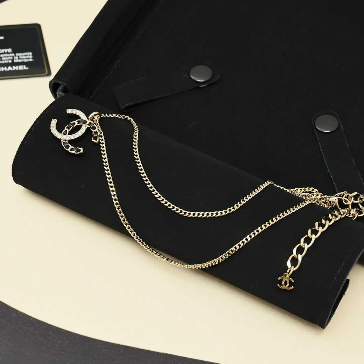 Leather-Threaded Diamond Choker