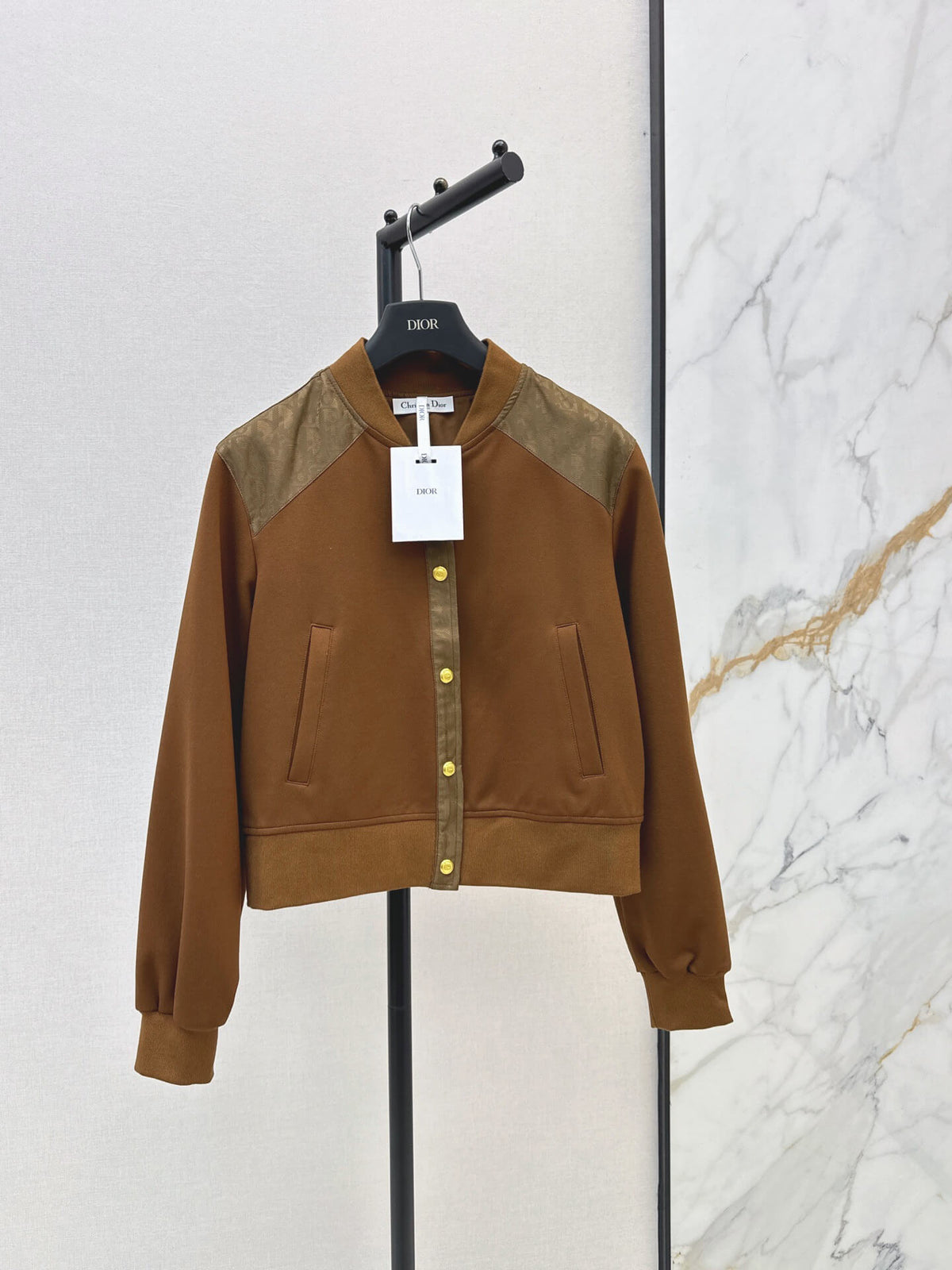 Vintage Print Shoulder Patch Bomber Jacket