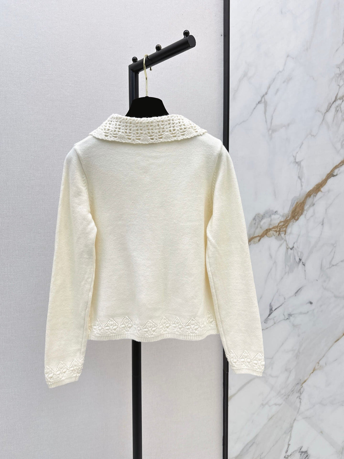 Crochet Collar Knit Cardigan
