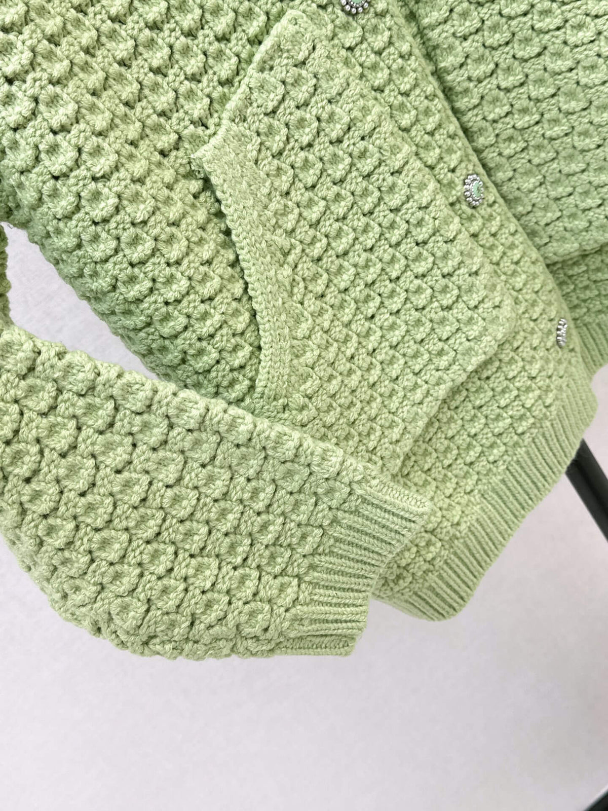 Light Green Hollow Knit Cardigan