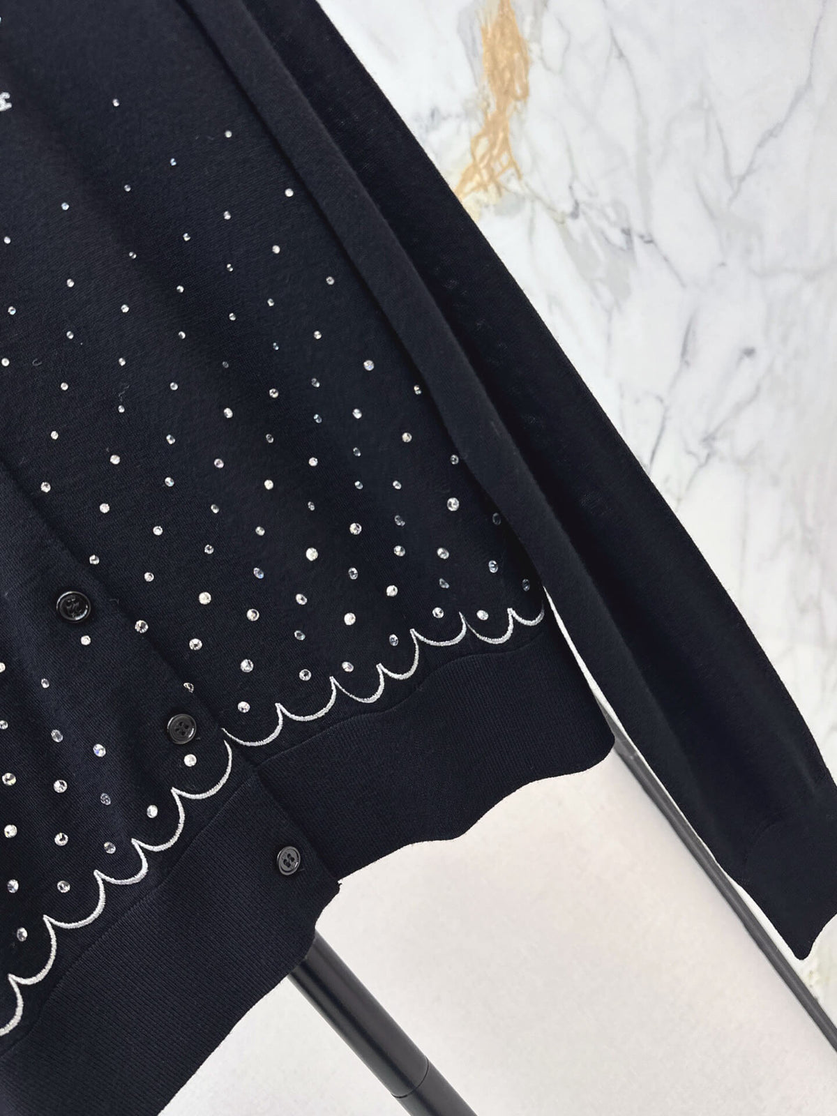 Gradient Rhinestone Crew Neck Cardigan