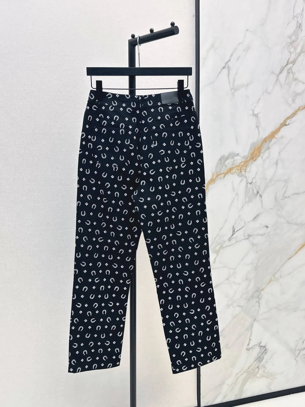 High Waist Printed Straight Jeans