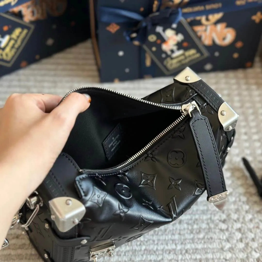 Embossed Leather Soft Box Bag