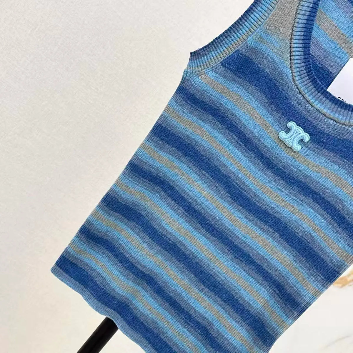 Lyocell Striped Knit Vest