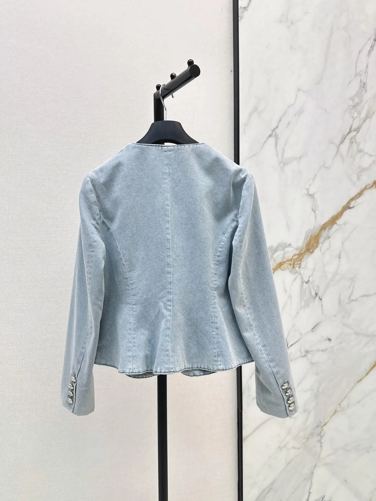 Commute Elegant Denim Jacket Skirt Set