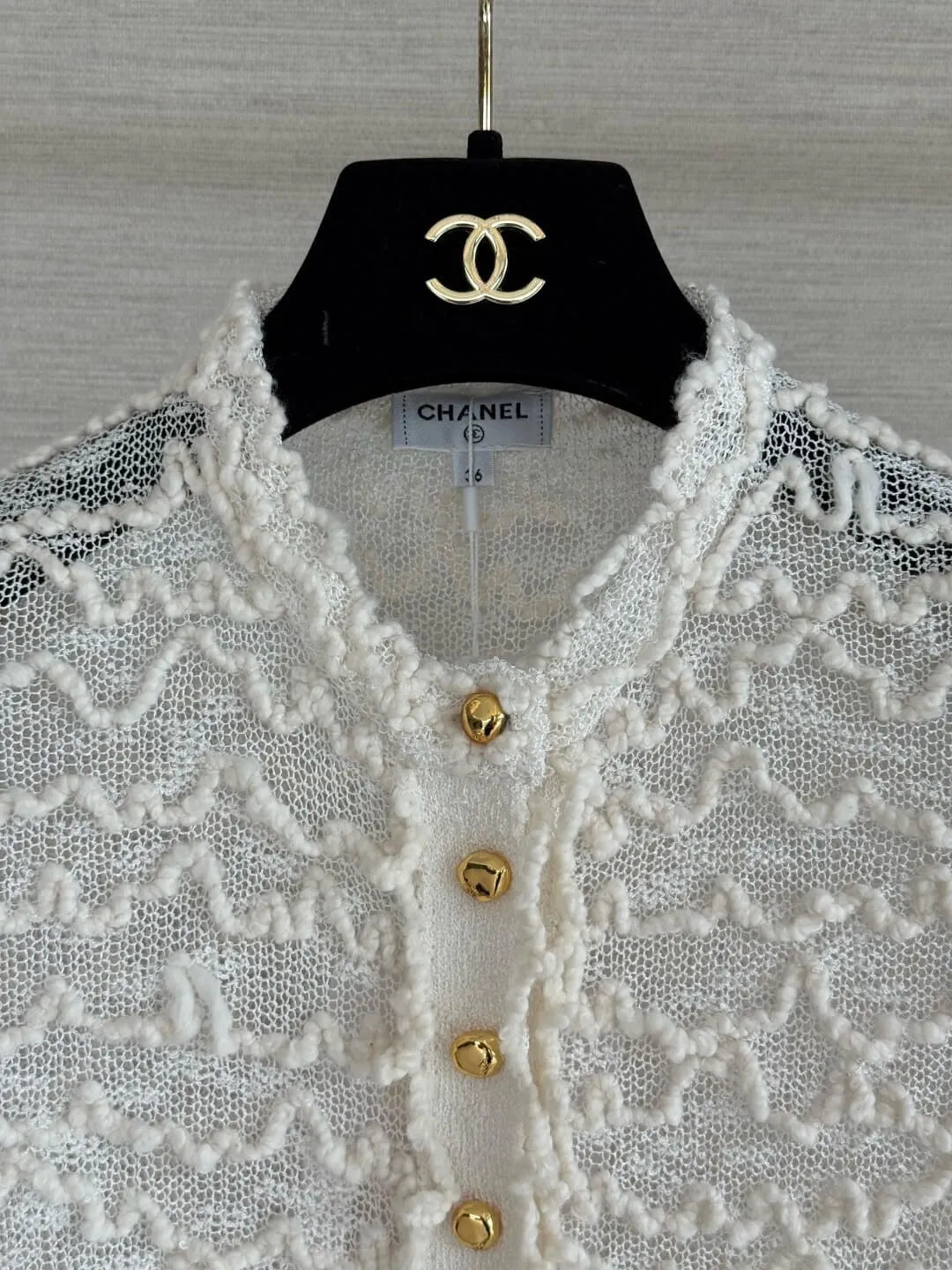 Wavy Textured Mesh Knit Cardigan