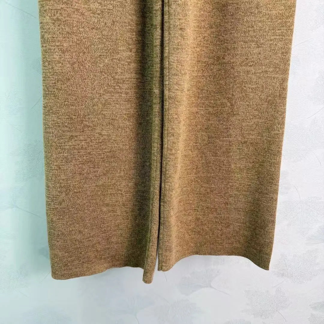 Retro Knit Vest & Wide-Leg Pants Set