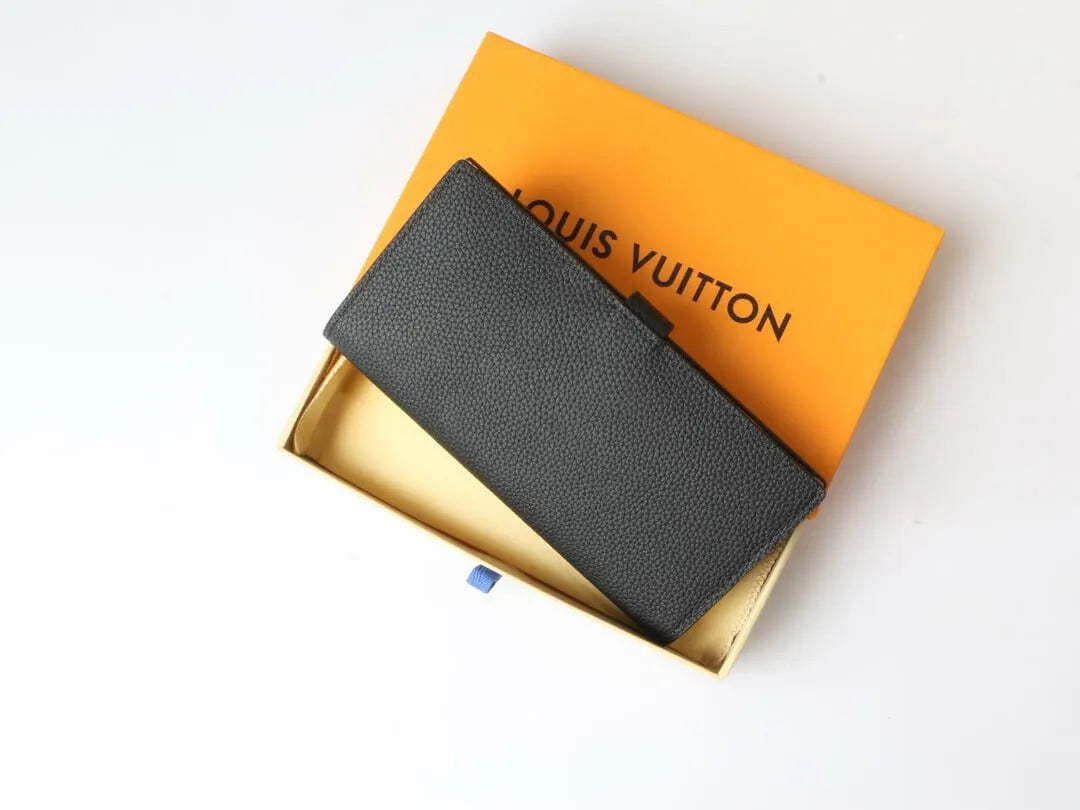 Textured Metal-Buckled Long Wallet
