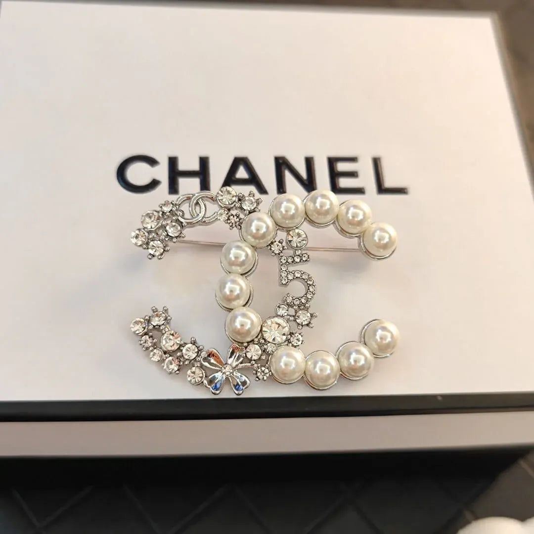 Pearl & Diamond Encrusted Brooch