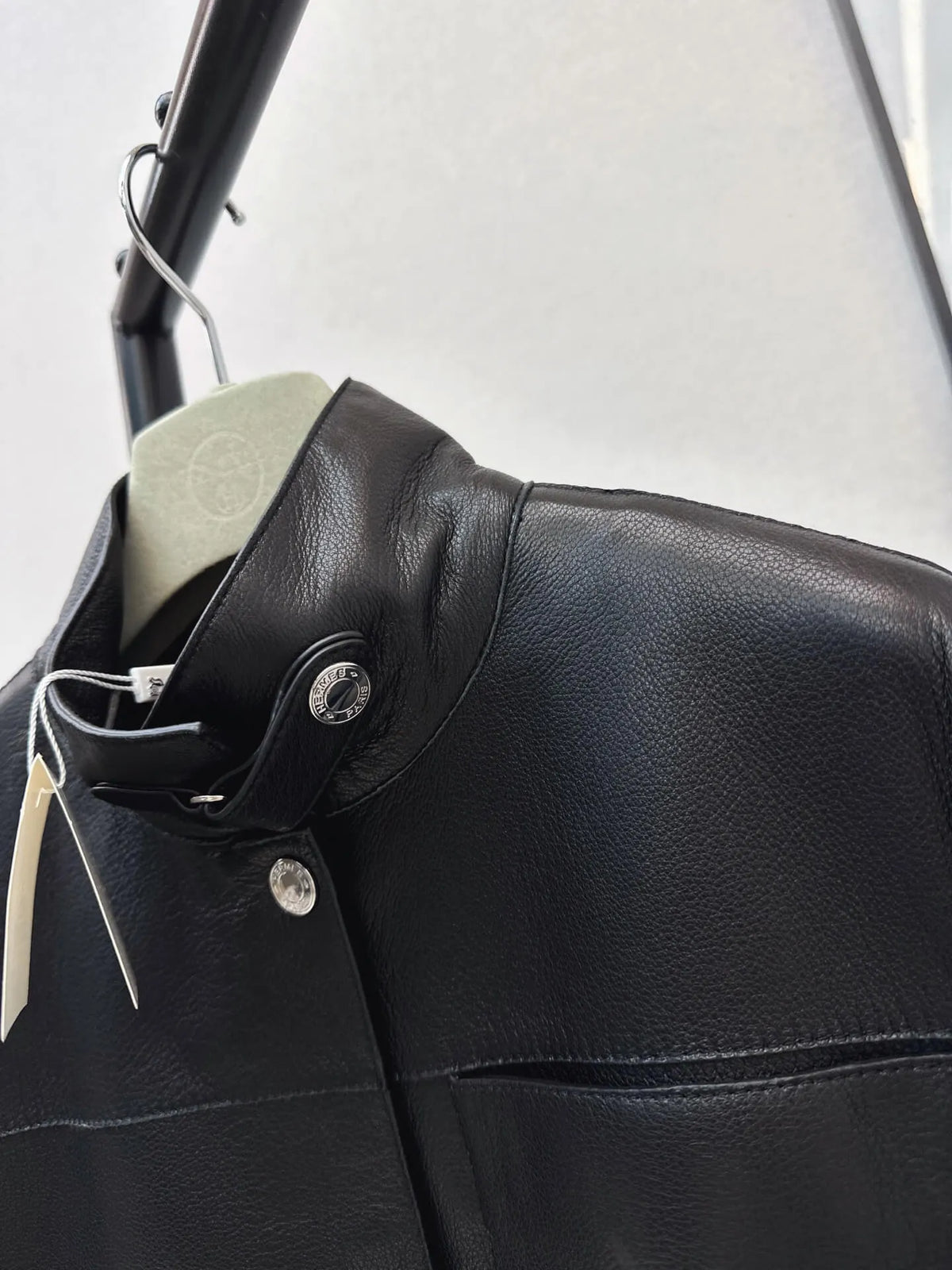 Loose Fit Button Leather Coat