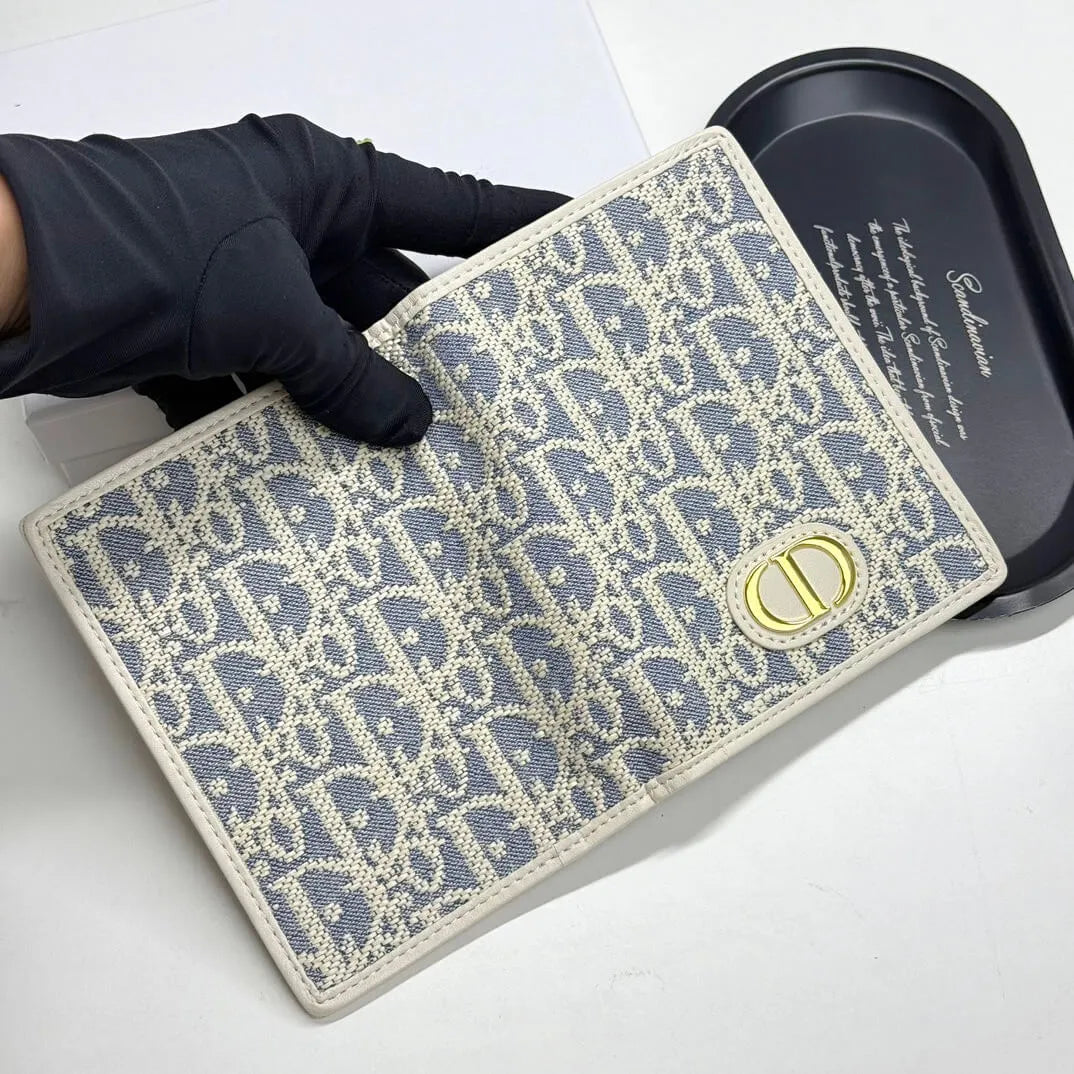 Jacquard Fabric with Leather Card Holder Wallet