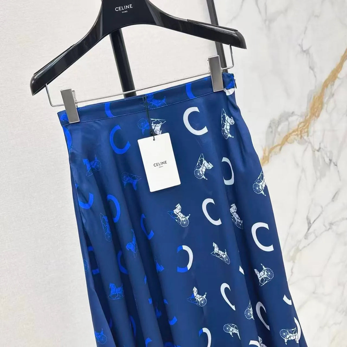 Satin Carriage Print Skirt