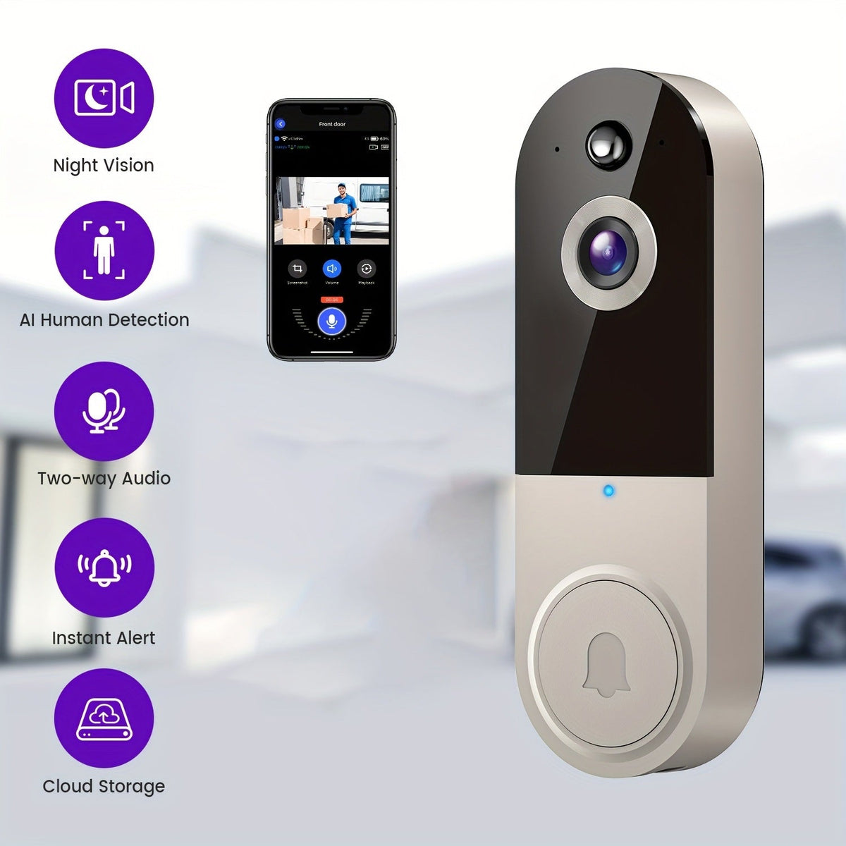 1080p Wireless Video Doorbell | Live View & Two-Way Talk