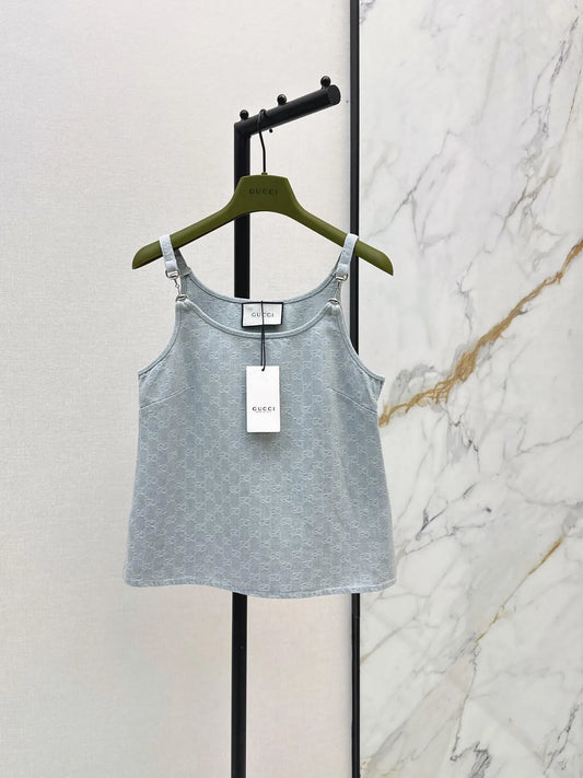 All Over Monogram Denim Vest and Jeans Set