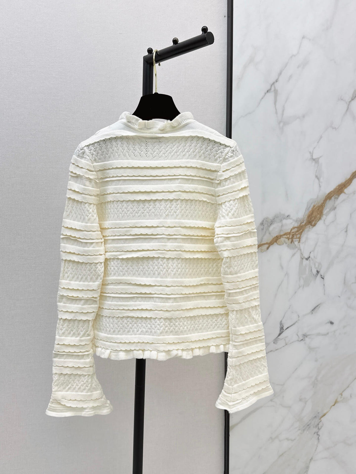 Ruffle Layered Knit Cardigan