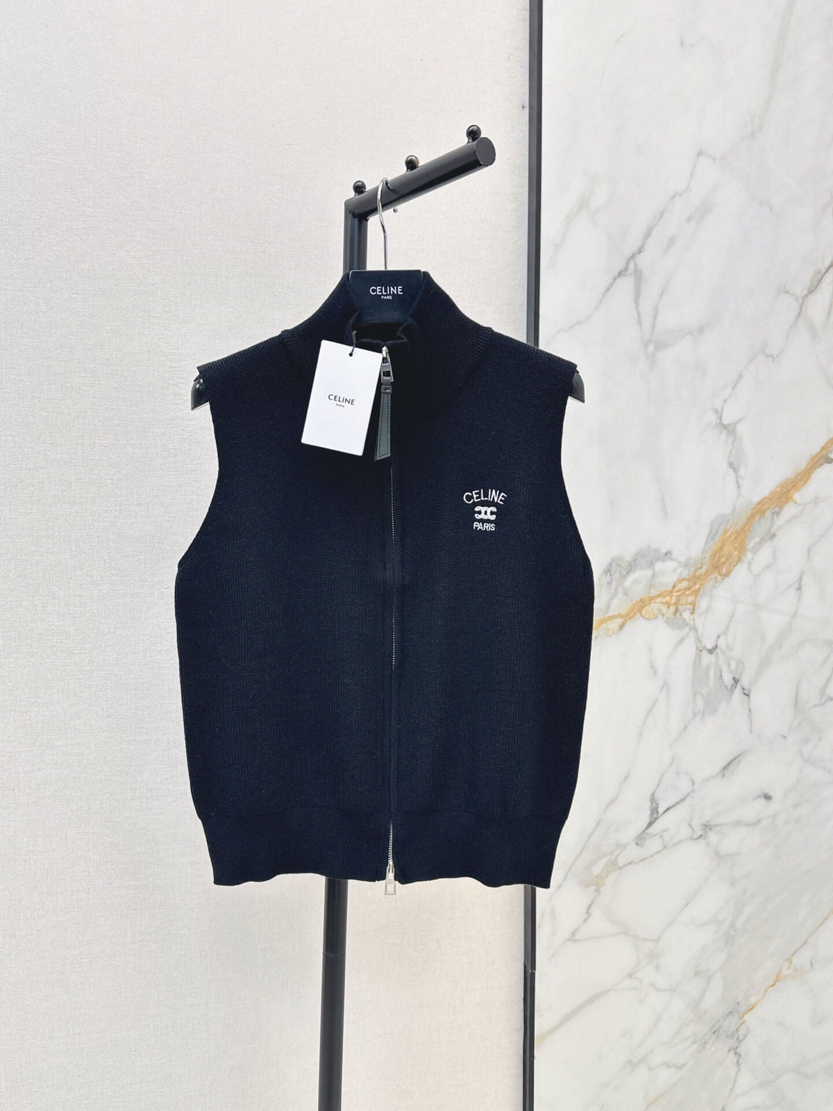 Mock Neck Zip Knit Vest