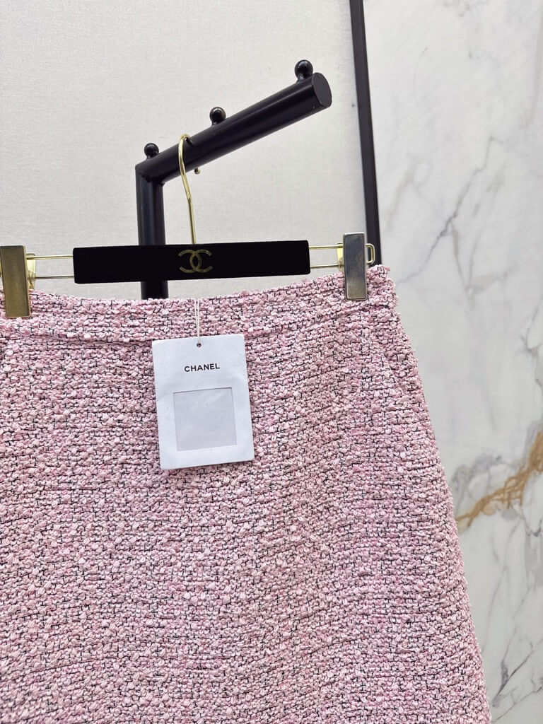 Pink Tweed Jacket Skirt Set