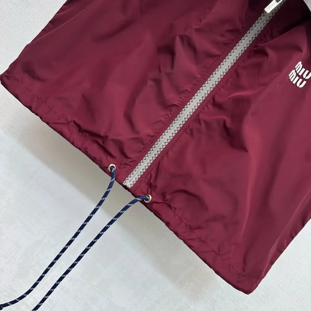 Burgundy Nylon Casual Sports Matching Set
