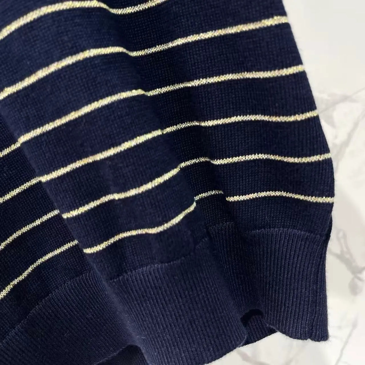 Color-Block Stripe Polo Knit Top