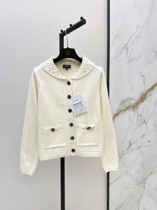 Crochet Collar Knit Cardigan