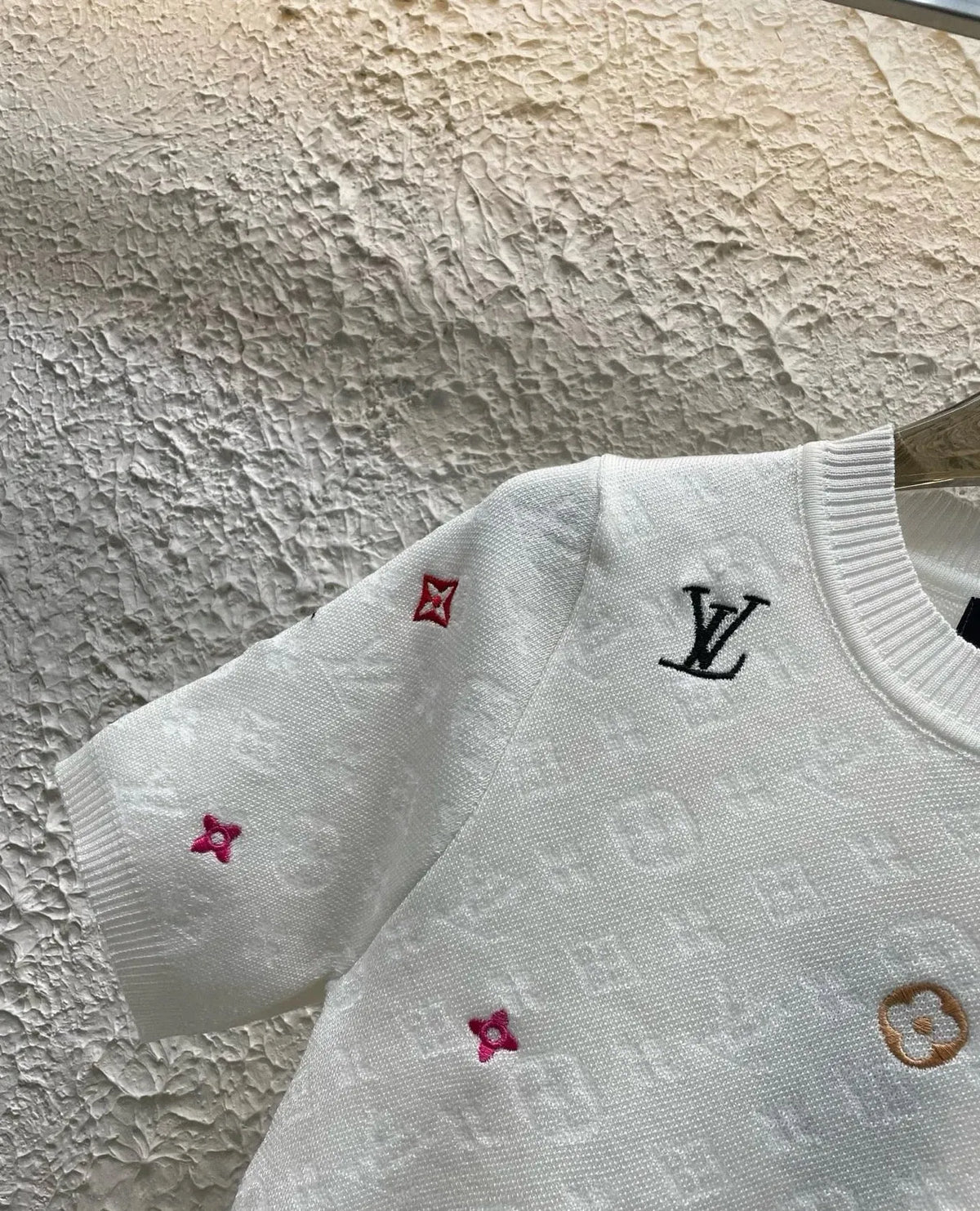 Classic Embroidered Lettering Knitted Top