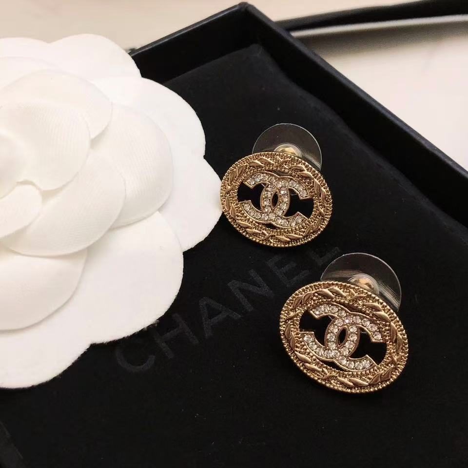 Gold-tone openwork oval Double-C stud earrings