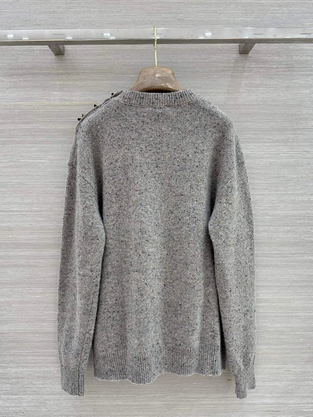 Loose Speckled Heather Crew Neck Knit Top