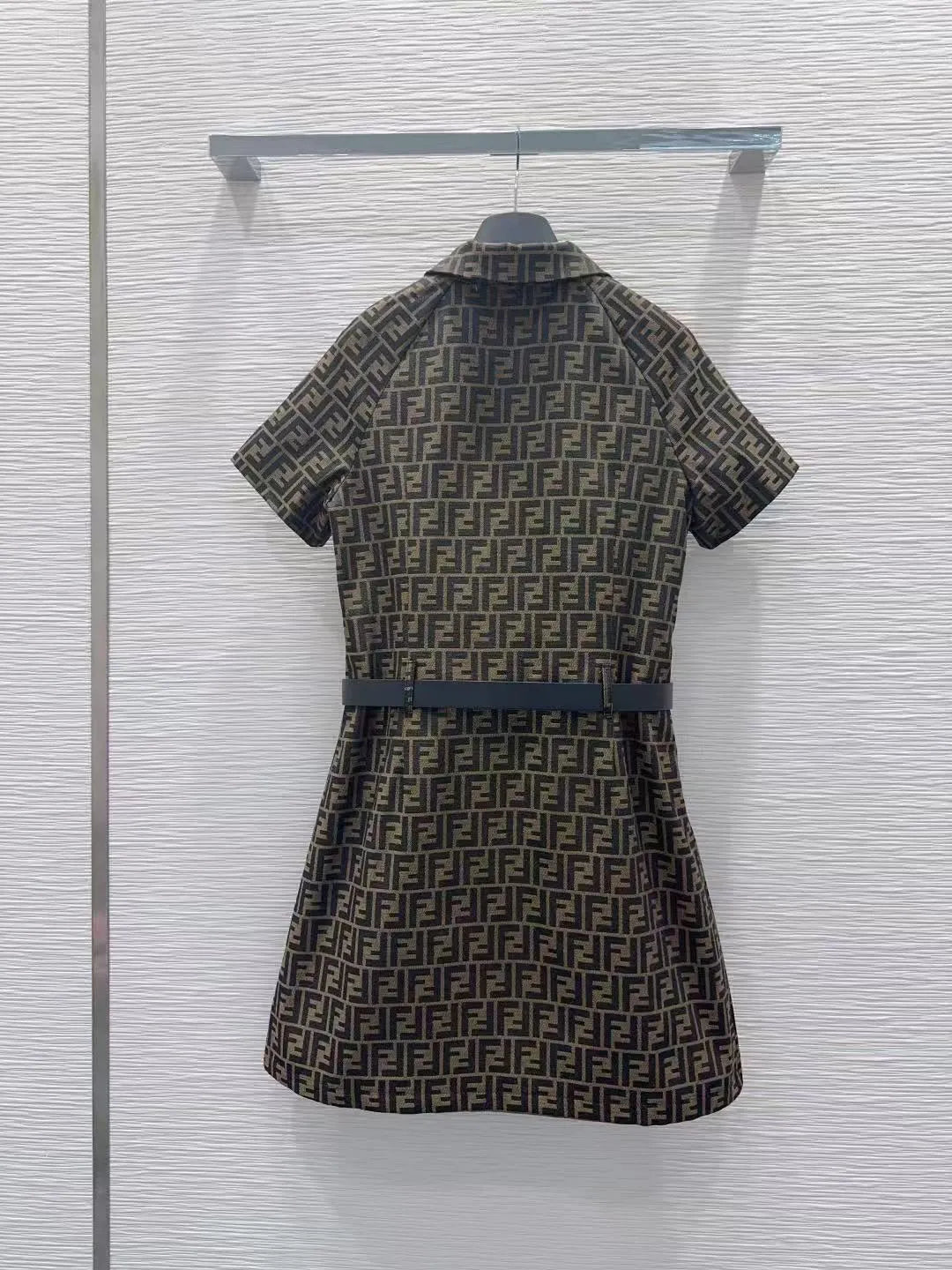 All-Over Print Half-Zip Mini Dress