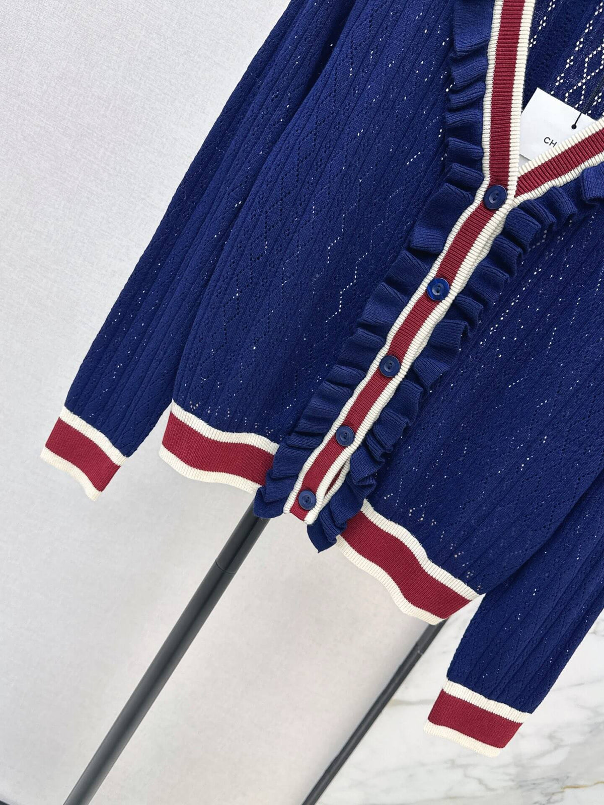 Stripe Button Front Knit Cardigan